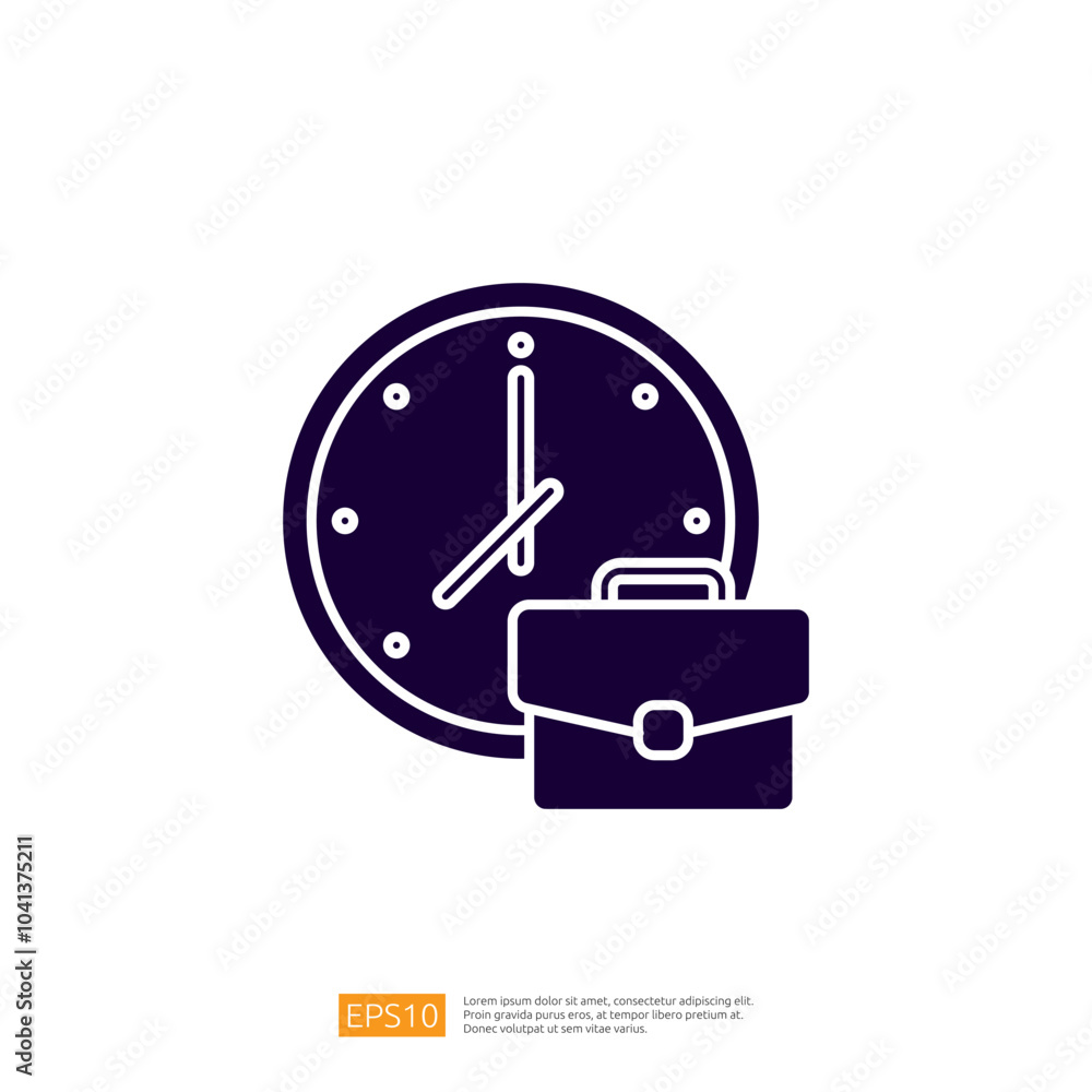 Poster the image features a clock and a briefcase, symbolizing time management and business. it conveys the