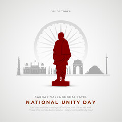 31 October - National Unity Day Post and Greeting Card. Statue of Unity of Sardar Vallabhbhai Patel Jayanti Vector Illustration