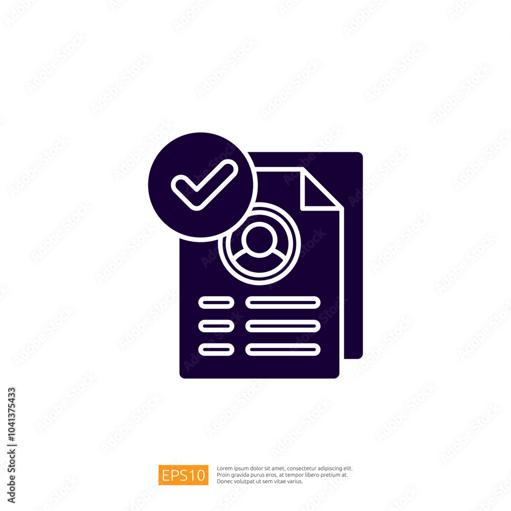 Poster this image depicts a document with a checkmark, symbolizing approval or verification, often used in 