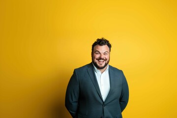 Joyful Plus-Size Man in Formal Suit