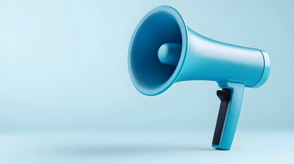 Sleek Blue Megaphone with Space for Messaging on Clean Background
