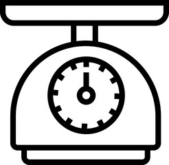 Scale and weight icon trendy line style. Simple glyph kitchen tool. Balance, weight symbol illustration. Mass measurement vector isolated on transparent background. Overweight sign business concept.