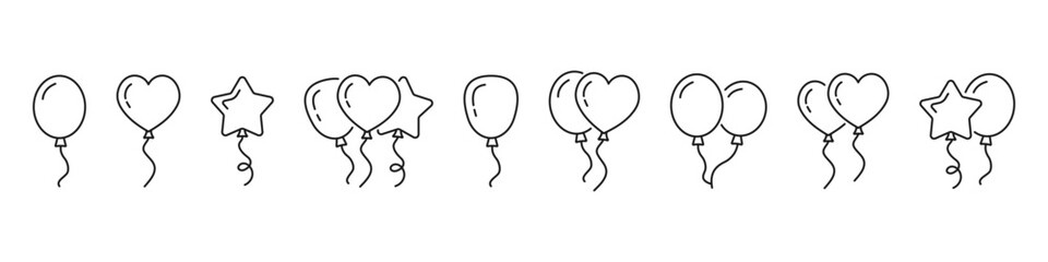 Balloons icon set. Party balloon silhouette, symbol. Vector © Cezar_911