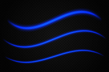 Glowing blue light waves. Neon, abstract, curved lines, energy, futuristic, vibrant, flow, dynamic, motion, bright streaks, digital effect, modern, illuminated.