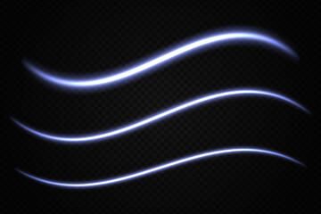 Glowing blue light waves. Neon, abstract, curved lines, energy, futuristic, vibrant, flow, dynamic, motion, bright streaks, digital effect, modern, illuminated.