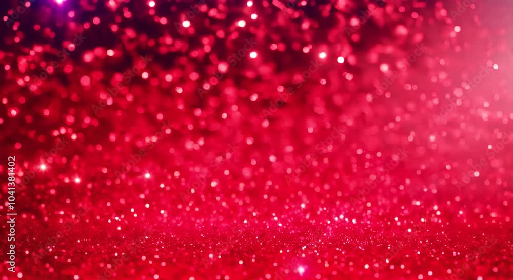 Wall mural abstract red glitter background with shimmering stars and lights 4k