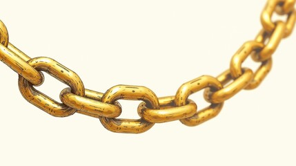 Obraz premium A detailed look at a shiny metallic gold chain with textured links, showcasing its craftsmanship and design in a bright, neutral background