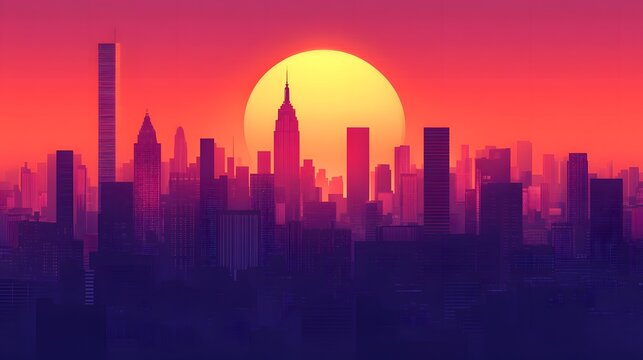 Sunset in the city background