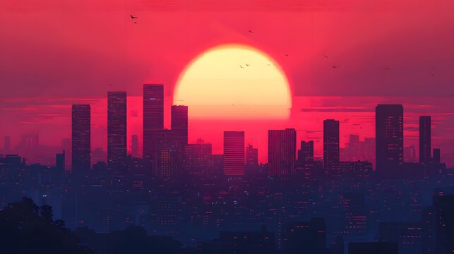 Sunset in the city background