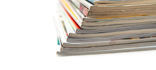 pile of magazines colorful isolated on a white background