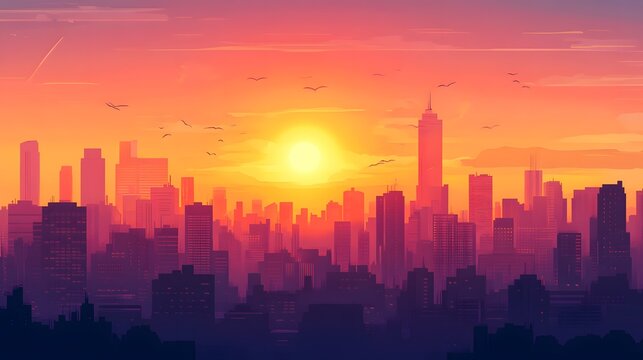 Sunset in the city background