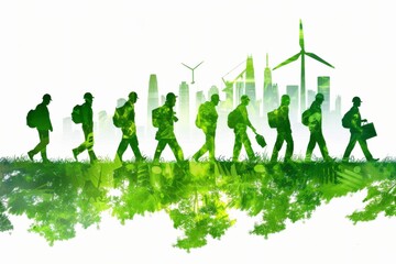 Vibrant green jobs fair showcasing diverse careers in technology
