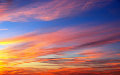 Vivid sky illuminated by the sunset