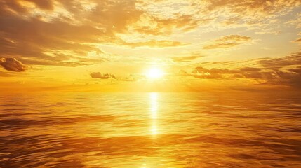 Obraz premium Golden Sunset Over Ocean Waters