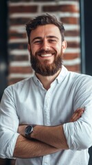 Fototapeta premium Smiling Man in Casual Attire