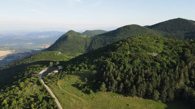 Amazing Aerial view of Balkan Mountains near Okolchitsa peak, Bulgaria