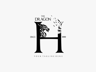 Obraz premium letter H with dragon logo