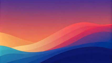 Abstract colorful landscape with orange and yellow waves