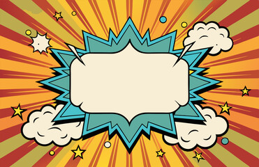 Retro pop art comic book explosion background for dynamic posters or cards