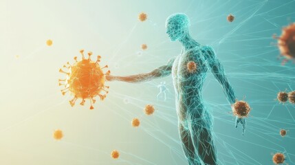 human figure fighting a virus
