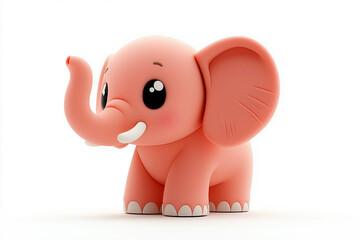 Pink plasticine elephant on white background