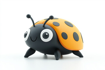 Fototapeta premium Plasticine ladybug on white background