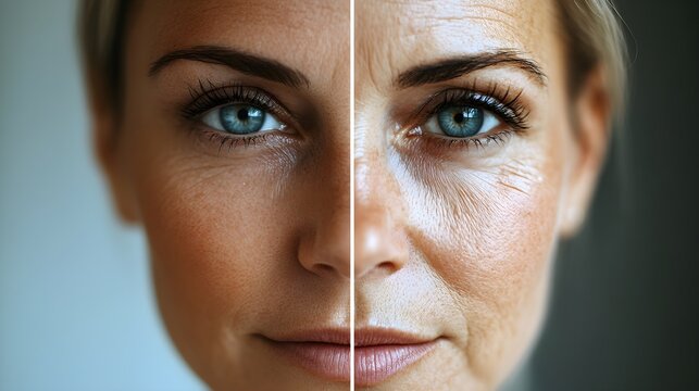Visual comparison of non-surgical skin treatments vs. facelift, showing aging signs before and the effectiveness of both methods in after photos for rejuvenation