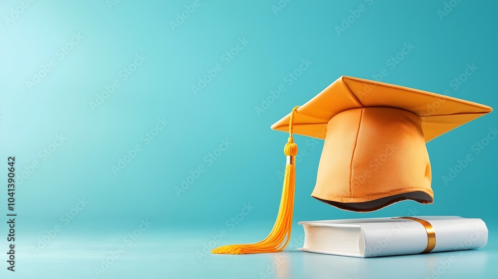 Aufkleber simple graduation cap with ample empty space on the right side for adding text or copyspace
