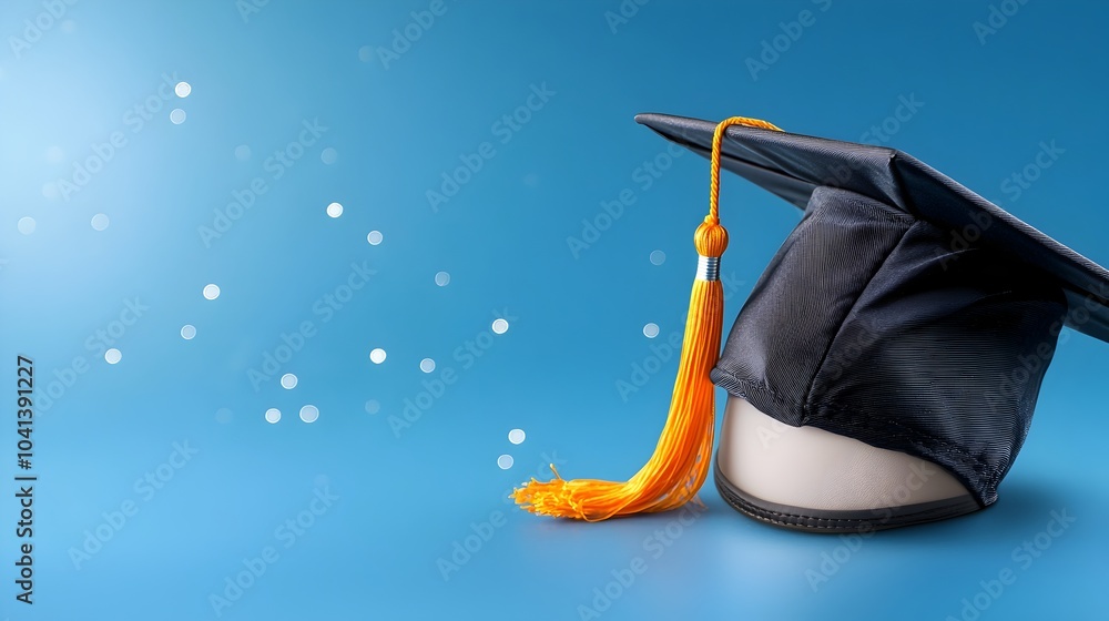 Aufkleber stylized graduation cap with minimalist design and empty space on left side for adding text graphic 