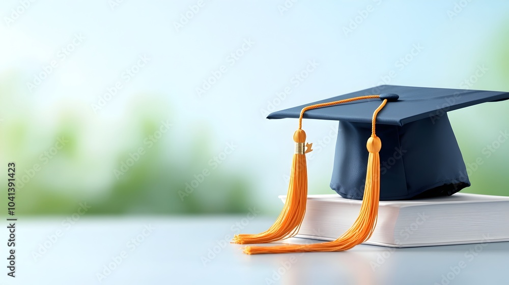 Aufkleber a single graduation cap or mortar board floating effortlessly against a clear uncluttered background