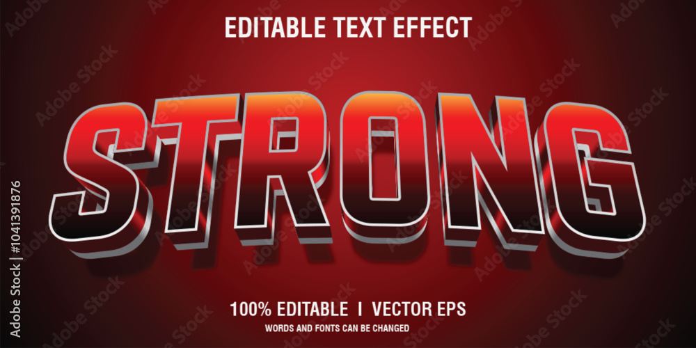 Poster editable strong vector 3d text effect with modern style design