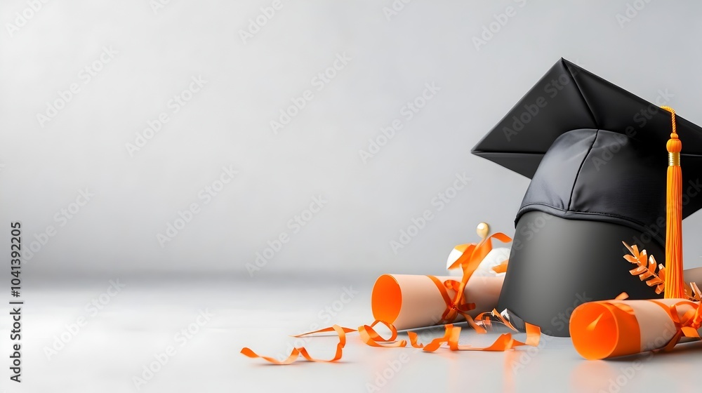 Aufkleber minimalist graduation cap design with ample empty space on the left side for copyspace or graphic ov