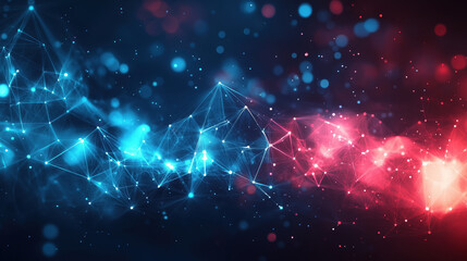 Fototapeta premium Dynamic glowing lines create mesmerizing visual effect in blue and red hues