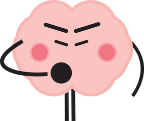 Tired Brain Yawning | Cute 2D Character or Illustration  | Useful for describing mental health, state of mind, emotions, feelings, |