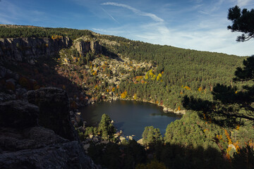 Urbion Mountains and Black Lagoon (Sierra de Urbion - Laguna Negra) Nature Reserve, Soria, Spain. Autunm season. Colorful picture.