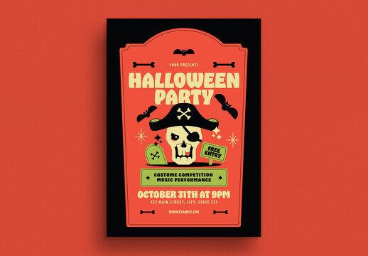 Modern Retro Halloween Party Event Flyer