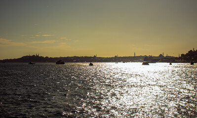 sunset on the sea in istanbul