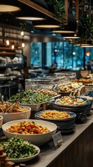 Obraz premium Modern Buffet Restaurant with Diverse Food Options