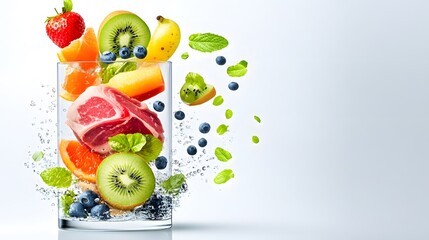 Fruit and meat splash