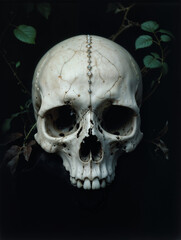 skull and diamonds, leaves