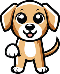 Adorable Cartoon Puppy Vector Illustration with Raised Paw