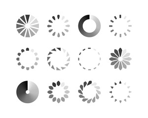 Collection Loading bar status icon. Vector illustration. Set of vector loaded icons. Download progress. Donload or Upload.