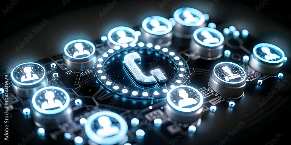 Poster ai symbols customer support helpline plain background image for photo stock concept, ai enhanced hel