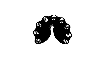Peacock symbol, Black Isolated Silhouette