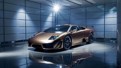 Limited Edition Sports Car Under Spotlight in High-End Garage