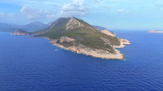 Aerial shot of islands in Finike - T&uuml;rkiye.