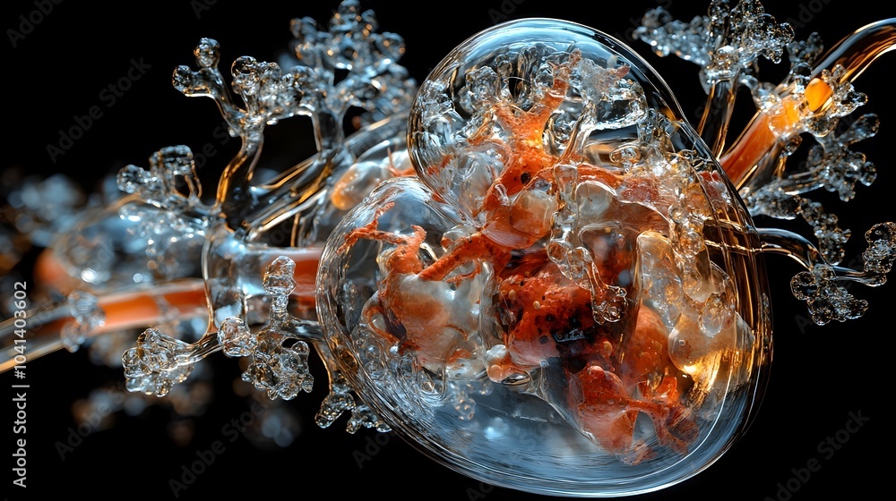 Poster Enchanting Frozen Crystals with Captivating Microscopic Patterns and Natural Icy Beauty - Visually Striking Image Showcasing the Intricate,Delicate.