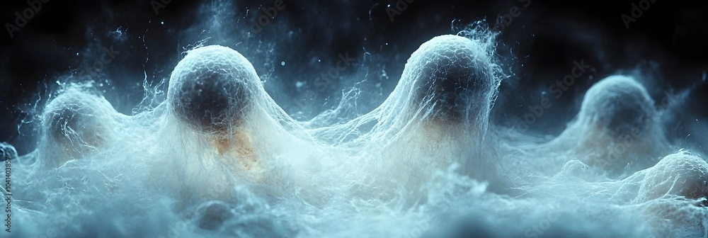 Aufkleber ethereal cosmic swirls - surreal glowing mist and vapor in mystic universe. captivating digital of a