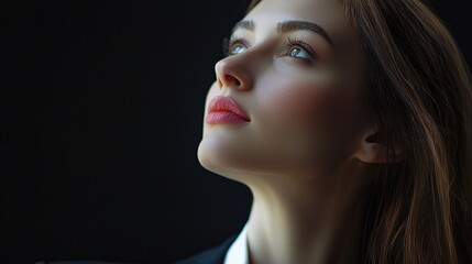 Fototapeta premium Closeup Successful Business Woman Looking On Copy Space