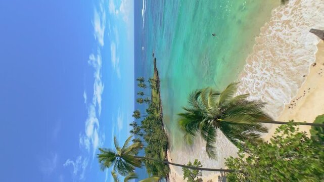 Fpv shot of Playa Los Coquitos in Maria Trinidad Sanchez, Dominican Republic